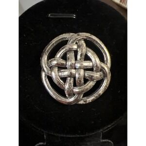 Sol D'or Celtic Brooch Knot Aged Silver Tone Kilt Soldor Shield Cloak Pin Vtg
